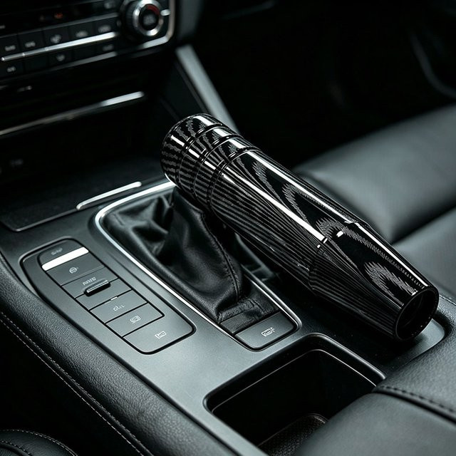 JDM RACING Carbon-Schaltknauf in Schwarz für Auto-Schaltgetriebe mit Adapter, universeller Schalthebelknopf zur Fahrzeugmodifikation, B: 13 cm, T: 9 cm - Bild 1