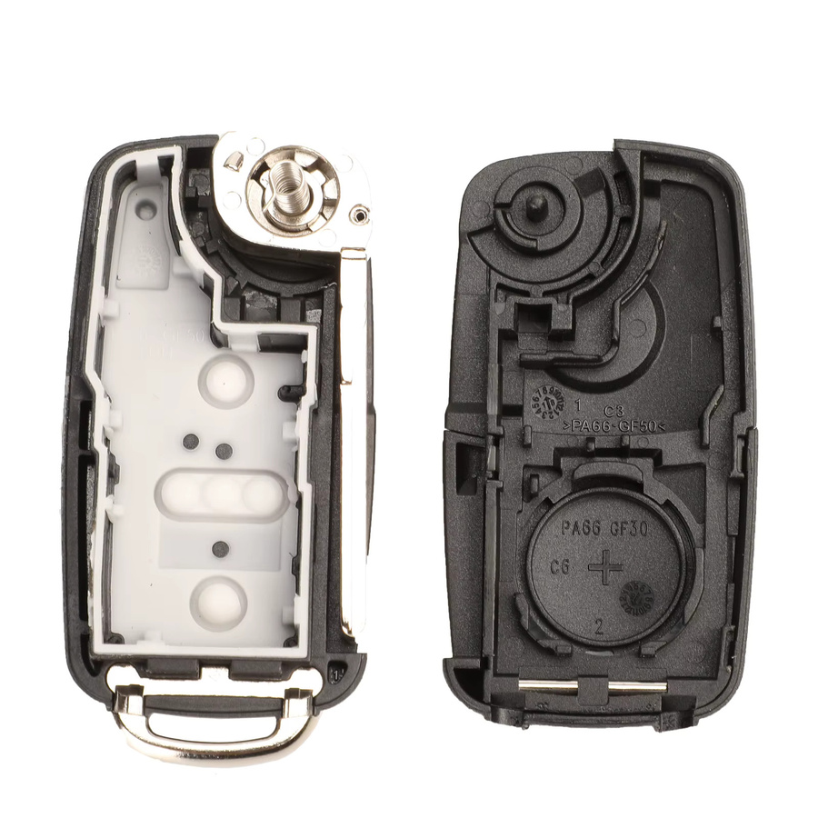 jingyuqin Fernbedienung Klappschlüssel 434 MHz ID48 Chip für VW Volkswagen Golf Passat Tiguan Polo Jetta Beetle und Skoda Seat in Schwarz - Bild 2