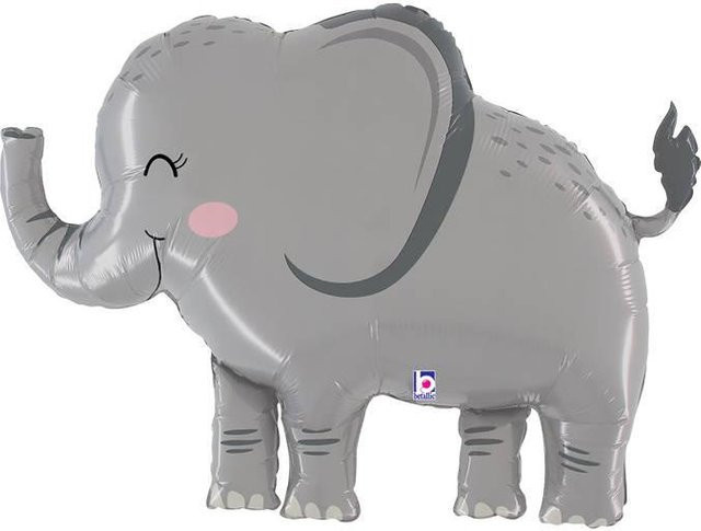 Grabo Folienballon Elefant in Grau für Safari und Dschungel-Events, Höhe: 112 cm - Bild 1