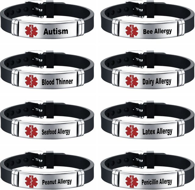 duobeiduo Medizinisches Notfall-ID-Armband, Edelstahl, Silber, Unisex - Bild 1