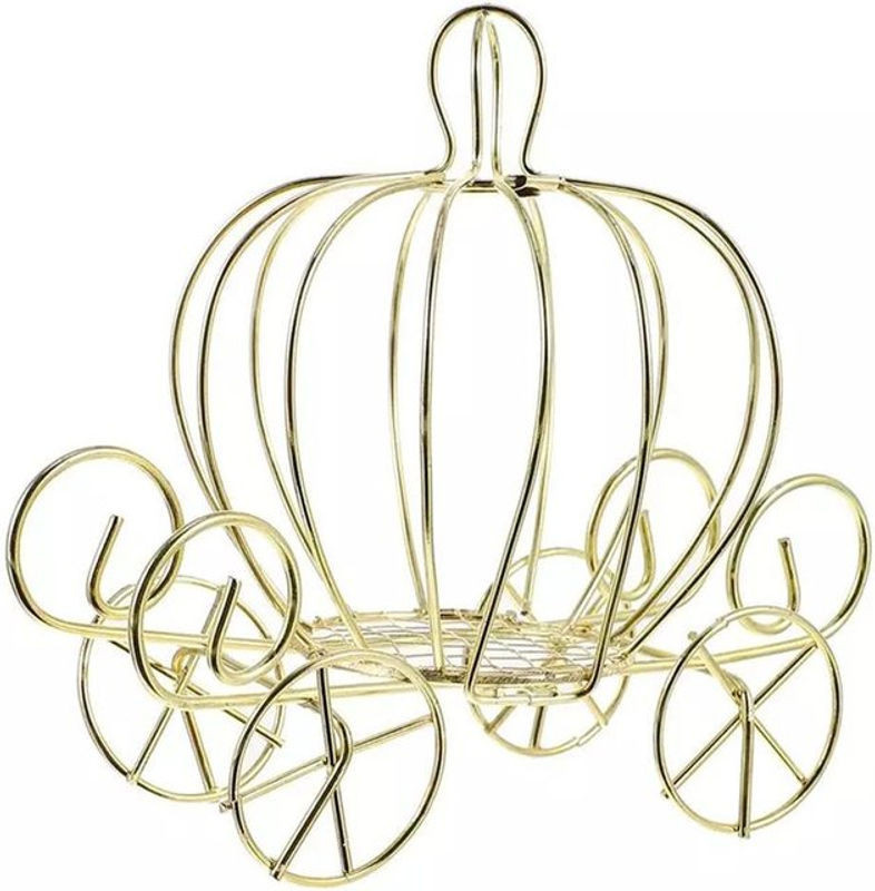 Goldene Aschenputtel Kürbis Kutsche als Süßigkeitenhalter aus Metall für Hochzeit, Halloween und Weihnachten - Bild 1
