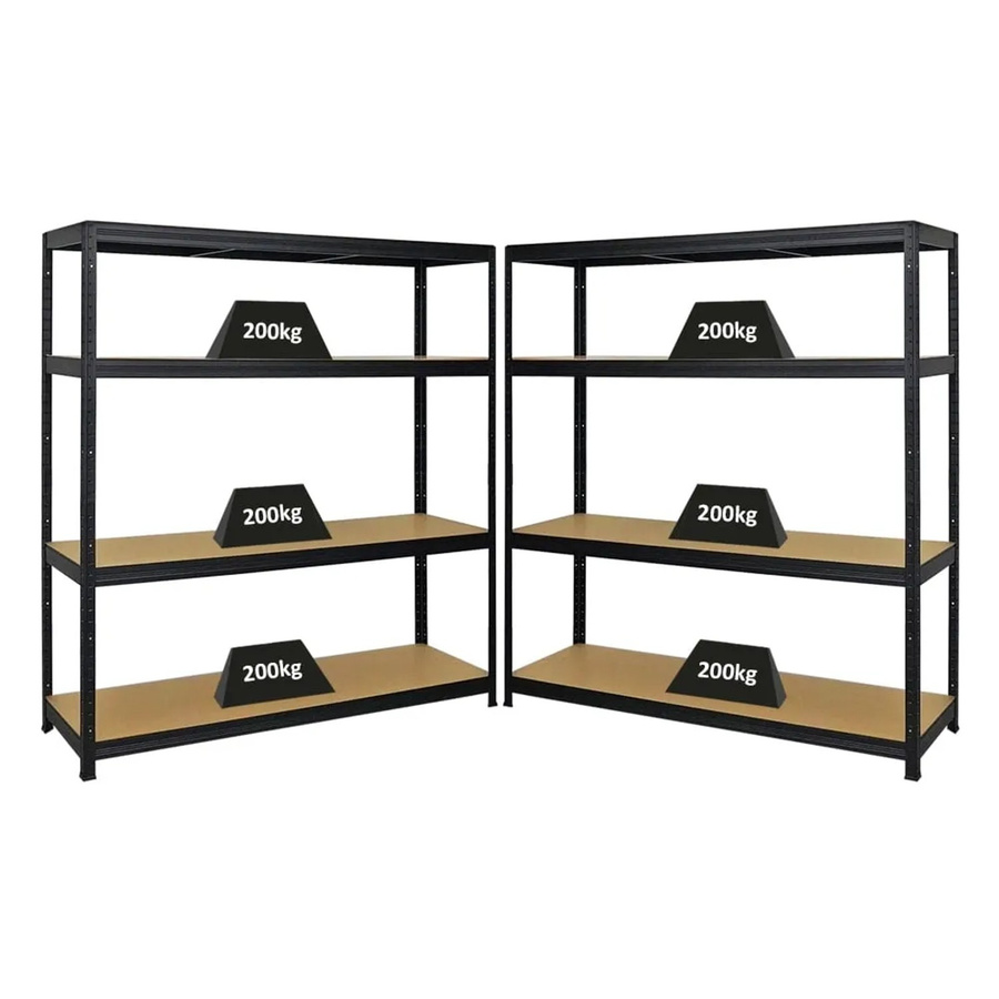 PROREGAL 2er-Set Schwerlastregal Giant Elephant Schwarz, B/H/T: 160 x 150 x 45 cm, mit 4 verstellbaren Ebenen und 200 kg Fachlast - Bild 2