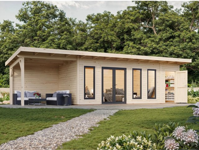 Palmako Gartenhaus Aurelia aus Fichtenholz mit Pultdach in Natur - Bild 1