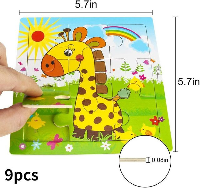 Yiran toy Kleinkind-Puzzle Tiere Holz 6er-Pack Bunt - Bild 1