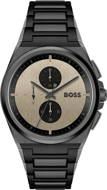 Hugo Boss Chronograph, Quarz, Edelstahl, 46 mm, Herren, Schwarz - Bild 1