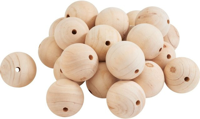 VBS XXL Holzkugeln durchgebohrt in Natur/Beige, Durchmesser: 6 cm, 25 Stück - Bild 1