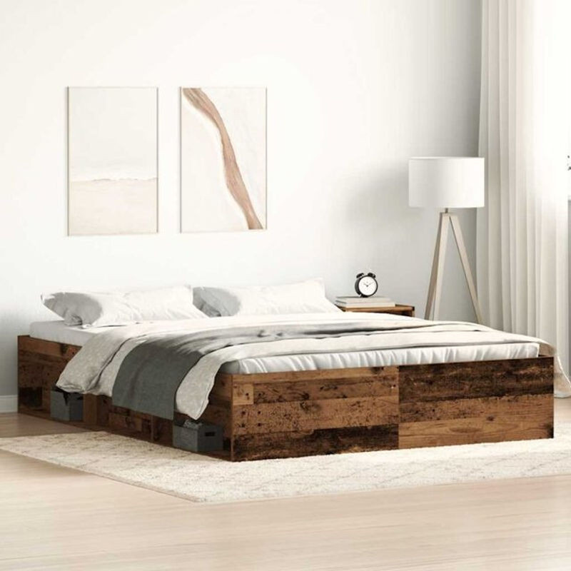 Vidaxl Funktionsbett in Altholz-Optik aus Holzwerkstoff, Braun, B/T/H: 150 x 200 cm - Bild 1