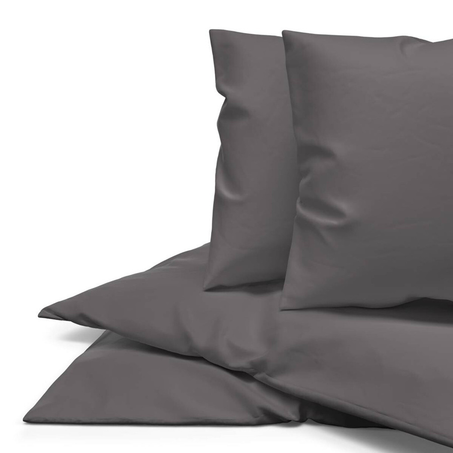 Beau Rêve Bettwäsche Set aus Baumwolle Renforce in Anthrazit Grau, bestehend aus Bettbezug und Kissenbezug, Oeko-Tex Standard 100, B/H: 200 x 200 cm, B/H: 80 x 80 cm - Bild 3