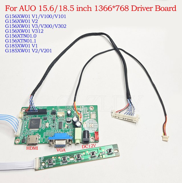 GLZLDY Controller-Board Kit HDMI und VGA zu LVDS LED-Display-Treiber für AUO G156XW01 G185XW01 G156XTN01.0 Laptop-Bildschirme - Bild 1