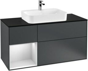 V&B Waschtischunterschrank Finion mit Wandbeleuchtung, Breite: 120 cm, Farbe: Lackiert, Blau - Bild 1