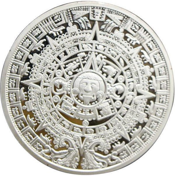 ADM Maya Azteken Souvenir Münze aus Metall in Silber - Bild 1