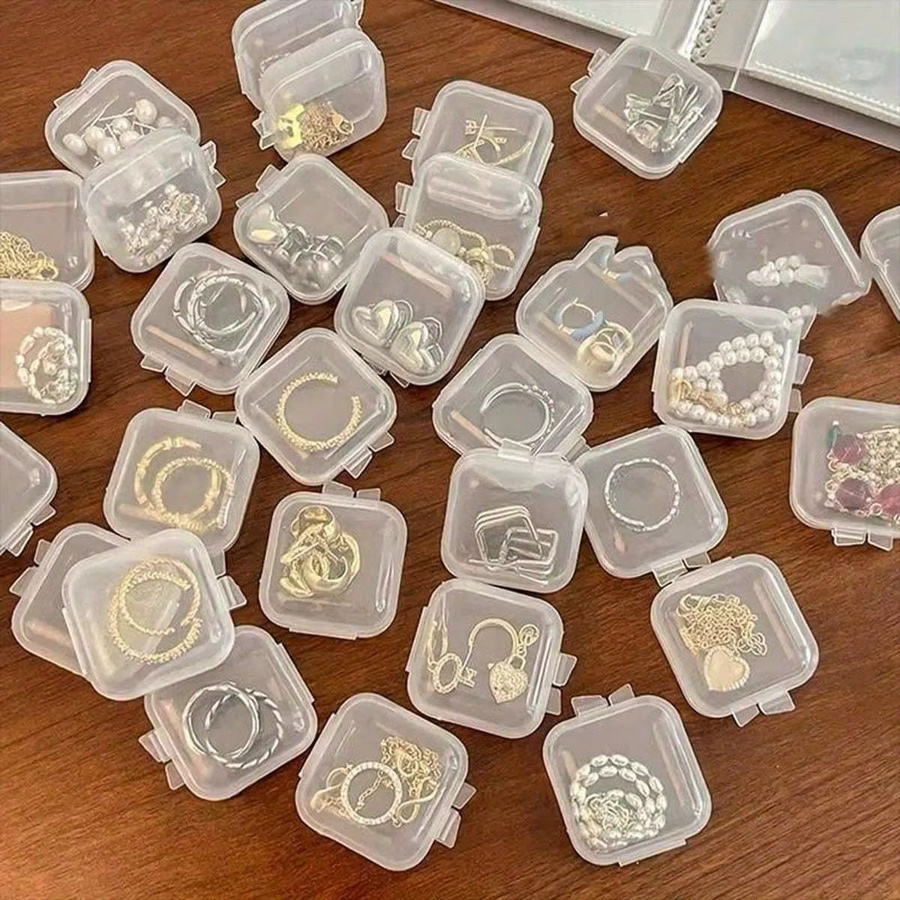 10 transparente Kunststoffbehälter mit Deckel zur Aufbewahrung von Schmuck wie Ohrringen, Ringen und Perlen - Bild 3