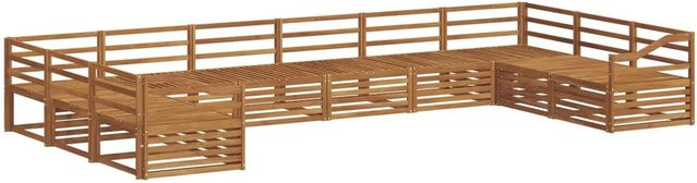 vidaXL Sofagarnitur aus Massivholz Akazie in Natur, 10-teiliges U-Shape Sofa Set mit Latten-Design in Braun - Bild 1