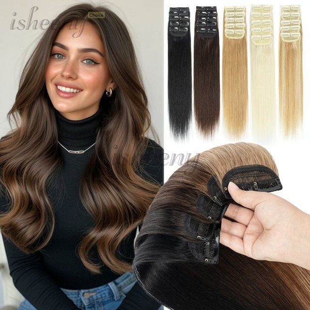 isheeny Clip-in-Extensions aus Echthaar, 5 Stück, Damen, 30,5–45,7 cm - Bild 1