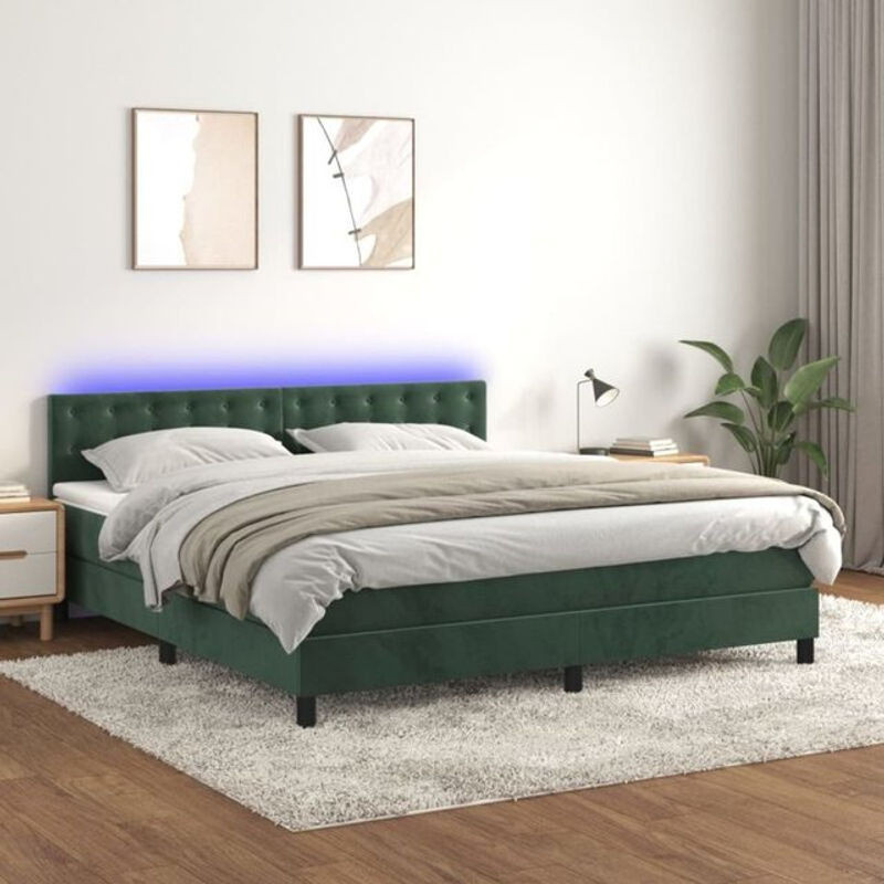 Vidaxl Boxspringbett mit Matratze aus Samt in Dunkelgrün B/T/H: 180 x 200 cm - Bild 1