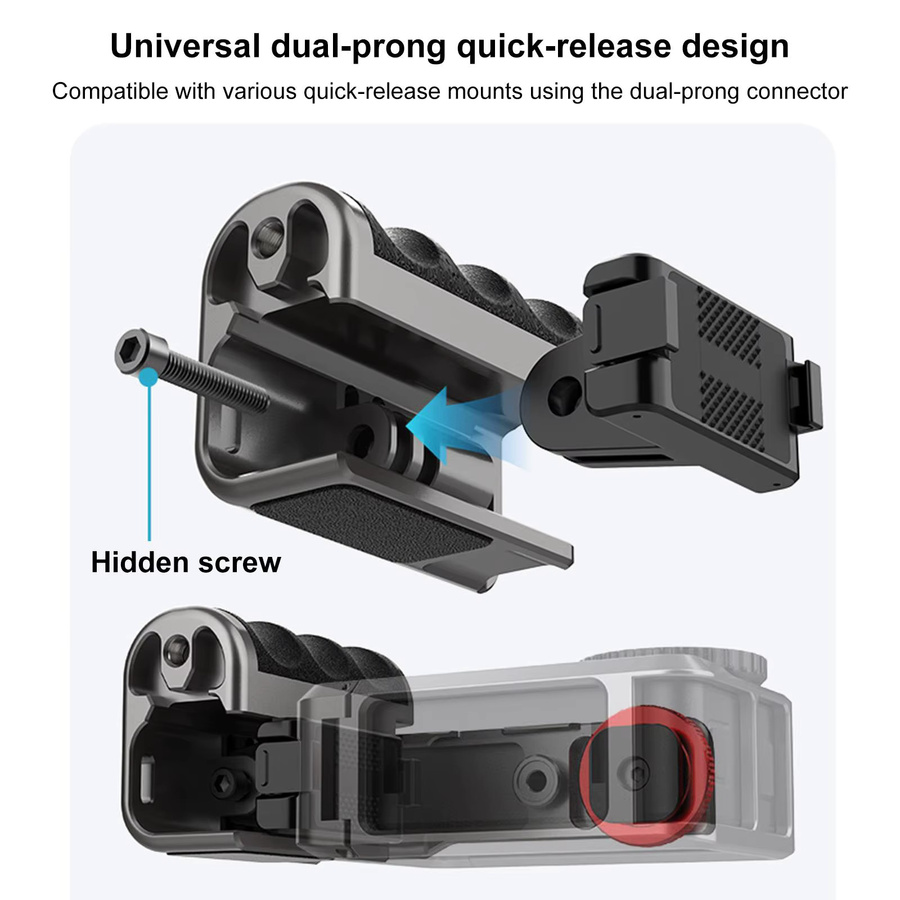 PULUZ Kamerakäfig-Erweiterungsadapter aus Metall mit Griff für DJI Osmo Action 5 Pro, 4 und 3 aus Aluminiumlegierung - Bild 4