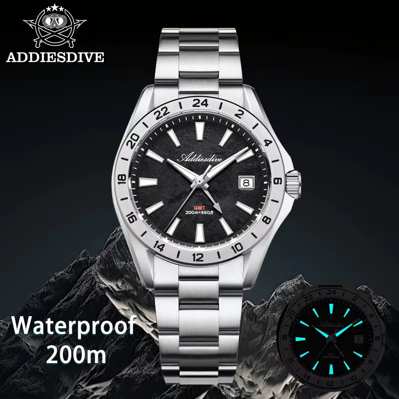 ADDIESDIVE Armbanduhr Edelstahl, Quarz, Schwarz, Herren, 20 ATM, Saphirglas - Bild 2