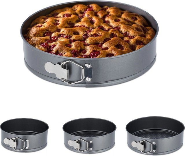 Relaxdays Springform 4er Set aus Edelstahl in Anthrazit, antihaftbeschichtet, Höhe: 6,5 cm, Durchmesser: 18 cm, 20 cm, 22 cm und 24 cm - Bild 1