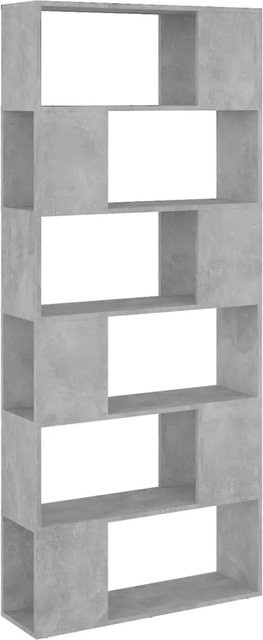 vidaXL Bücherregal Raumteiler in Betongrau aus MDF, B/T/H: 80 x 24 x 186 cm - Bild 1