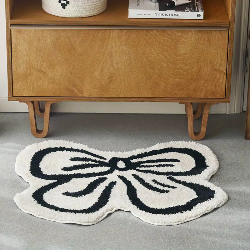 VIKAMA Schleifenteppich im koreanischen Stil für Wohnzimmer und Schlafzimmer, Farbe: Weiß, B/T: 75 x 60 cm - Bild 4