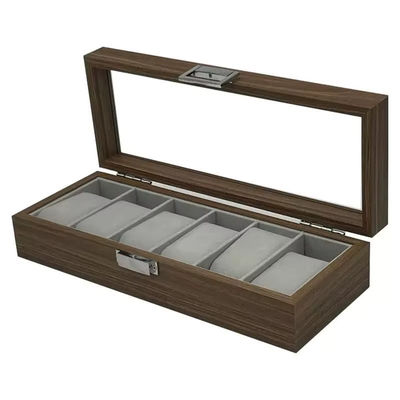 DOKW Uhrenetui aus Holz mit schwarzer Walnussmaserung für 6 Uhren - Bild 3