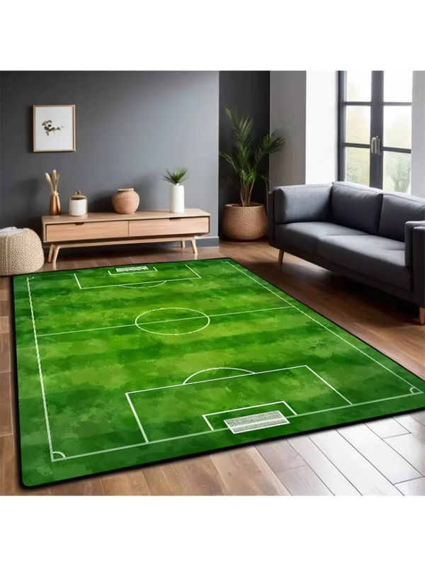 VIKAMA Fußballplatz-Fußballteppich in Grün, rutschfester und ultraweicher Teppich für Wohnzimmer und Schlafzimmer, B: 160 cm, T: 80 cm - Bild 2