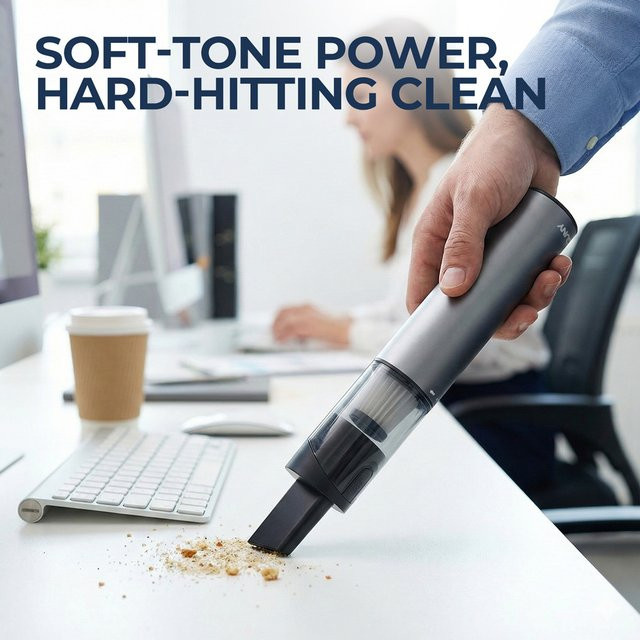 Rouny Kabelloser Handstaubsauger für das Auto in Grau mit 11kPa Saugkraft, bürstlosem Motor und USB-C Schnellladung, Gewicht: 336g - Bild 1