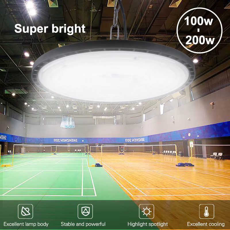 EnwYe UFO LED High Bay Light Industriebeleuchtung 100W, Cool White, Schwarz/Weiß - Bild 2