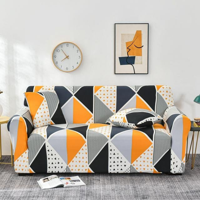 S-EMIGA Elastischer Sofabezug mit Streifen-Print in Multicolour, Stretch-Schonbezug aus Polyester für 1-Sitzer, Breite: 90-140 cm - Bild 1
