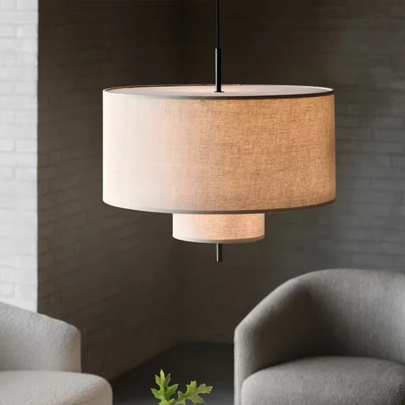 JIANKEXING Leinen Kronleuchter im Nordic Wabi Sabi Stil, moderner chinesischer Design-Pendelleuchter aus Stoff in Beige, ideal für Wohnzimmer, Schlafzimmer, Esszimmer oder Arbeitszimmer - Bild 3