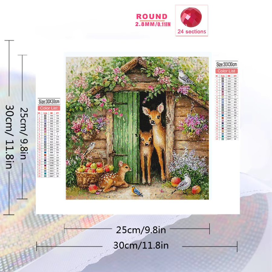 EverShine Diamant-Gemälde Hirschmuster Landschaft mit Hausbild als quadratisches Mosaik in Multicolour für Erwachsene und Anfänger - Bild 2