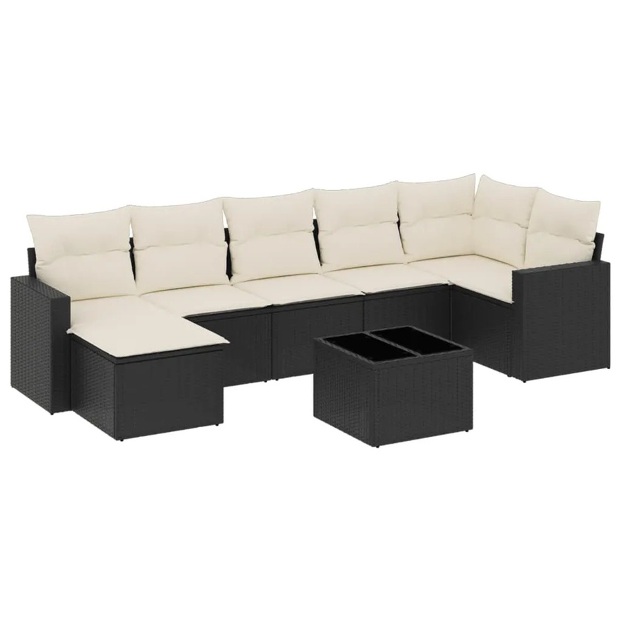 vidaXL 8-tlg Garten-Sofagarnitur Modell 48 aus Poly Rattan mit Kissen in Schwarz - Bild 2