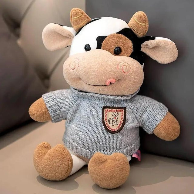 Yiran Health & Beauty Süßes Kuh Plüschtier, Stoffpuppe, 26cm - Bild 1