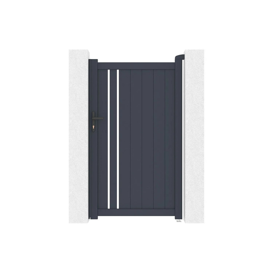 Vente-unique Eingangstor Toroma aus Aluminium in Anthrazitgrau, Breite: 100 cm, Höhe: 181 cm, Tiefe: 104 cm - Bild 2