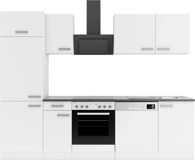 OPTIFIT Oslo214 Küchenzeile in Weiß mit modernem Design und melaminbeschichteten Qualitätsspanplatten, Breite: 270 cm - Bild 1
