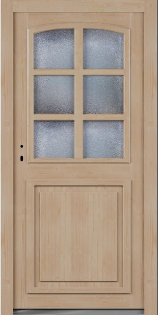 Roro Nebeneingangstür OHE 1006 Fichte mit Glaseinsatz, Farbe Beige/Braun, B: 110 cm, H: 210 cm, DIN L - Bild 1