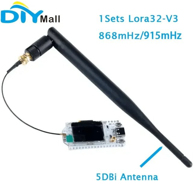 Heltec LoRa32 V3 Node Development Board mit SX1262, ESP32-S3, WiFi und BLE inklusive 5dBi SMA Antenne für Meshtastic - Bild 1
