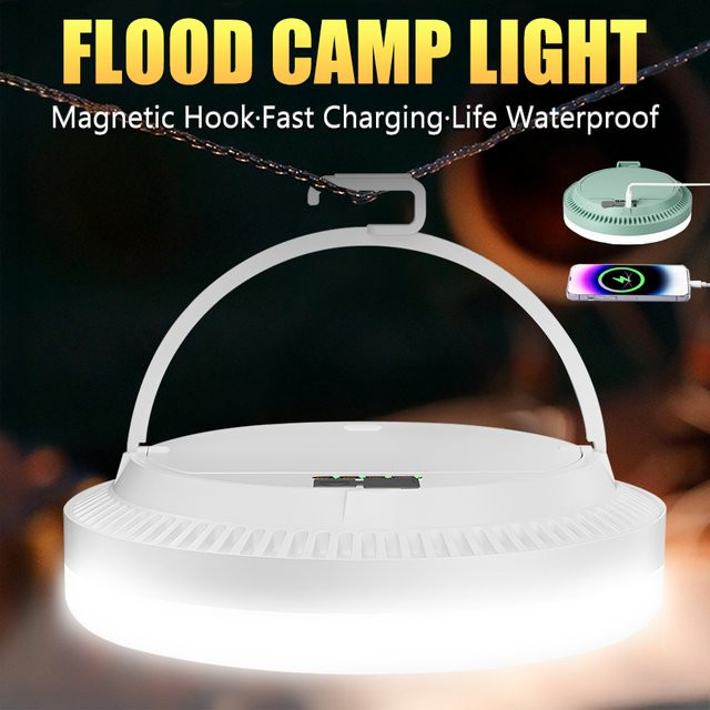 BALDR Wiederaufladbare LED Camping Lampe mit 66 LEDs, Magnet und Haken, Weiß - Bild 1