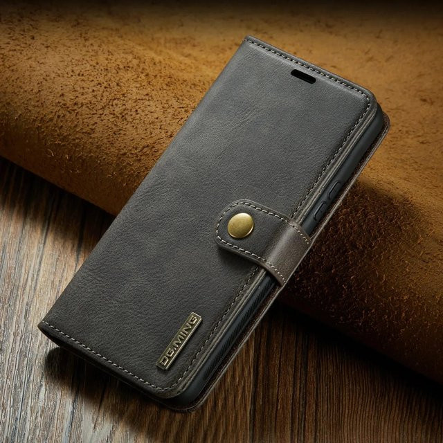 Magnetische Lederhülle für Samsung Galaxy S20 S21 FE S22 Plus S23 Ultra Note 20 A53 5G A73 5G als Brieftasche mit Kartenhalter in Grau - Bild 1