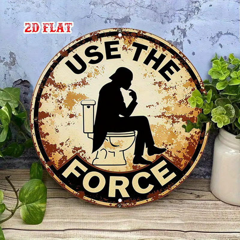 Potdemiel Rundes Aluminium-Metallblechschild mit witzigem Slogan für dein Badezimmer, Durchmesser: 20 cm, Mehrfarbig - Bild 3