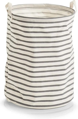 Zeller Present Wäschesammler Stripes Canvas Grau-Weiß Ø 38 cm x H 48 cm