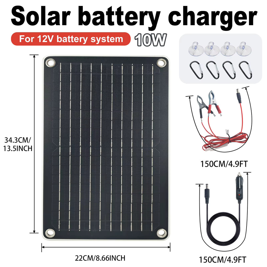 LEAORLD MPPT Solar-Batterieladegerät 12V 10W in Schwarz für Auto, Boot, Marine und Wohnmobil - Bild 4
