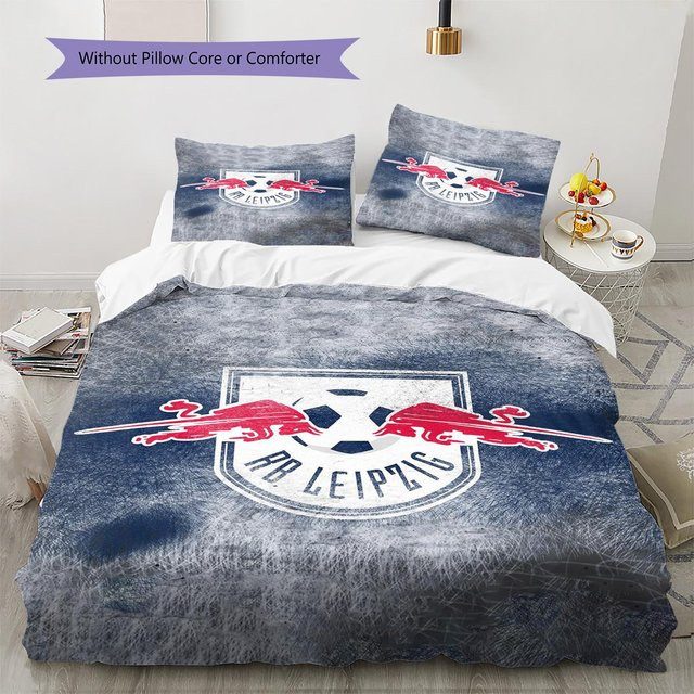RB Leipzig Logo Muster Bettwäsche Set mit Bettbezug und 2 Kissenbezügen in Blau, B/H: 155 x 200 cm - Bild 1