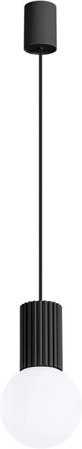Licht-Erlebnisse Pendelleuchte Schwarz mit Kugelschirm aus Glas und Aluminium für G9 Fassung, Durchmesser: 12 cm - Bild 1