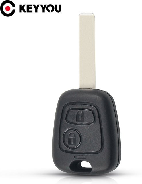 KEYYOU Auto Schlüssel Gehäuse mit 2 Tasten und HU83/VA2 Klinge für Toyota AYGO, Citroen C1 C2 C3 und Peugeot 307 107 207 407, Schwarz - Bild 1