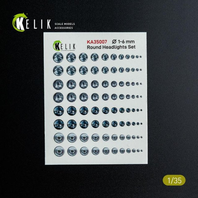 Kelik Round Headlights Set 1-6 mm, 3D-Decals für Modelle, Zubehör - Bild 1