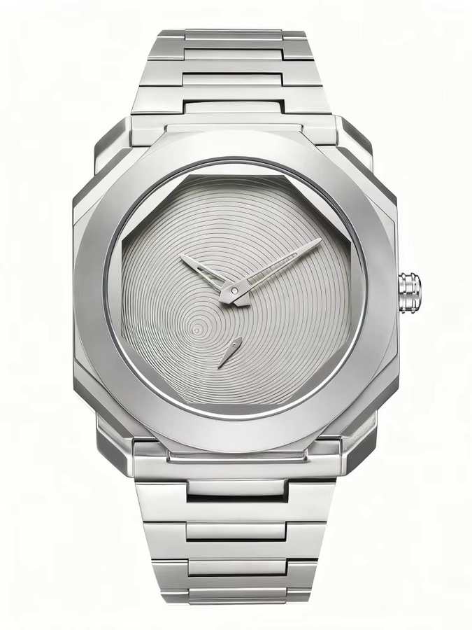 Armbanduhr Herren, Quarz, Edelstahl, Silber, Eckig - Bild 2