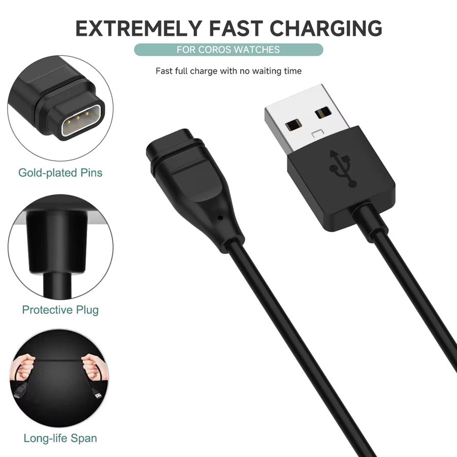 USB-C Ladegerät für Coros Pace 2, Pace 3, Apex 2 Pro, Apex Pro, Apex 42 mm & 46 mm sowie Vertix und Vertix 2 in Schwarz - Bild 4