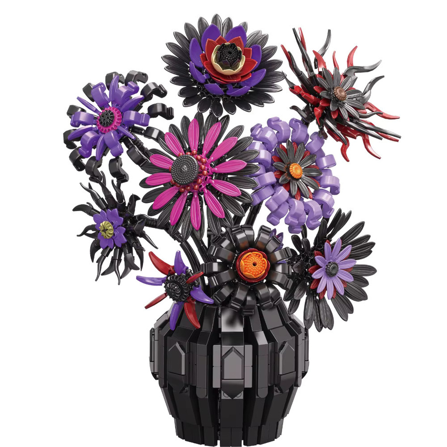 AMAZINGBLOKS Gothic-Blumen-Baukasten Dunkler Nacht-Blumenstrauß, Bausteine, 1183 Teile, ab 14 Jahren - Bild 4
