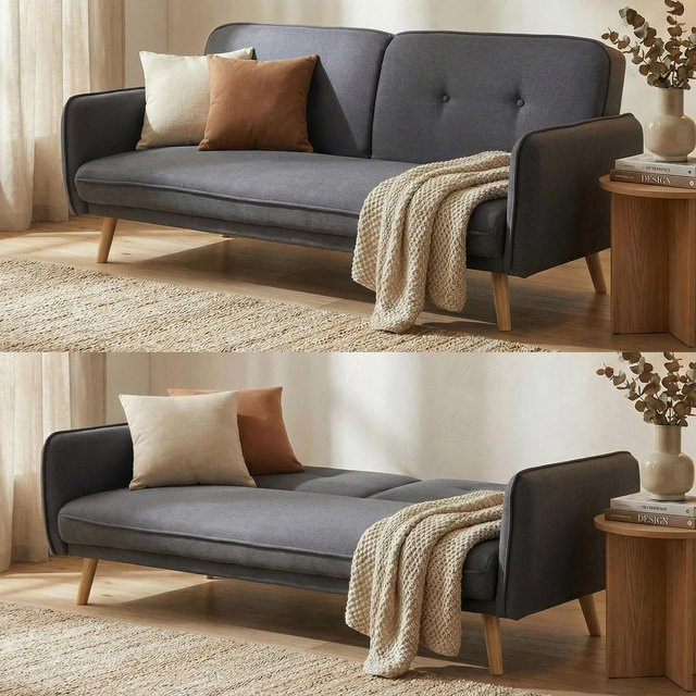 MCW Schlafsofa J18 Klappsofa als Gästebett in Anthrazit-Grau mit Stoffbezug und verstellbarer Rückenlehne - Bild 1